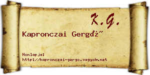 Kapronczai Gergő névjegykártya